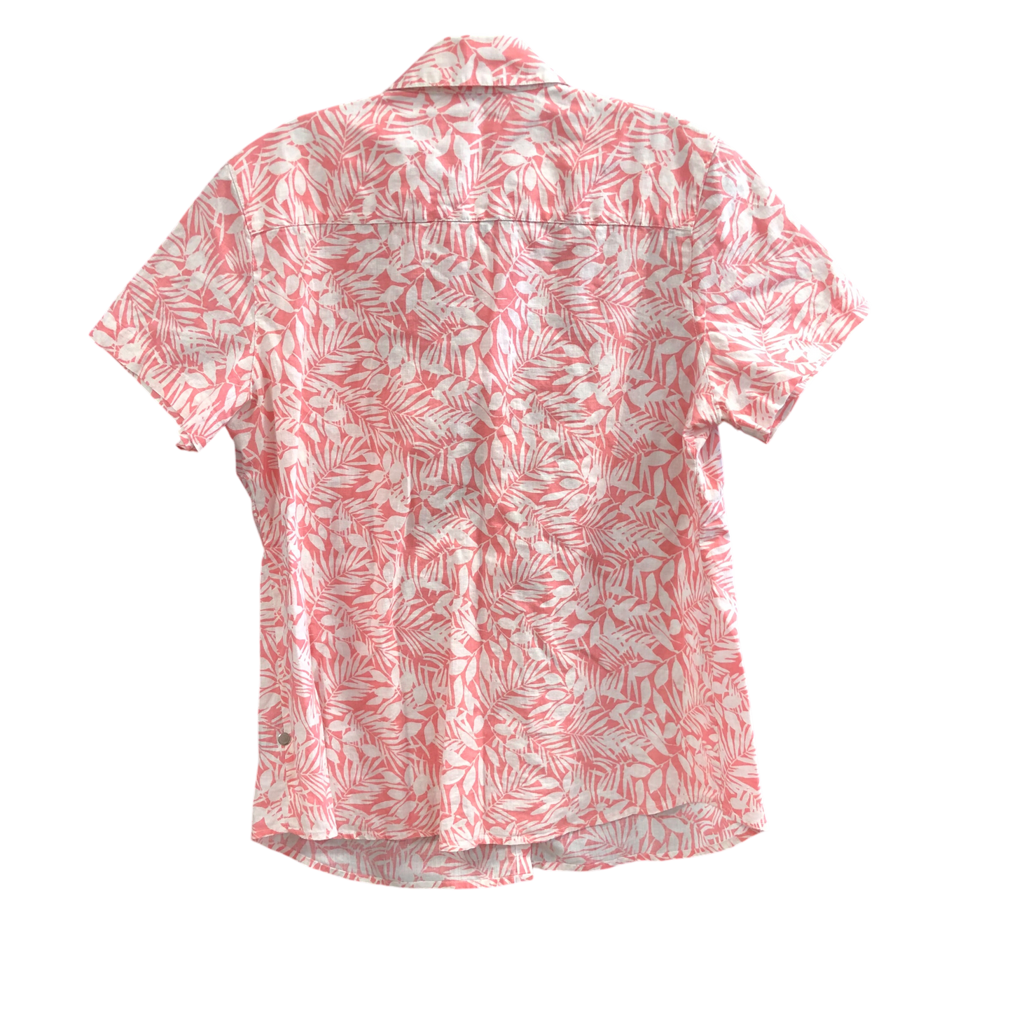 Top Short Sleeve By Kim Rogers In Pink & White, Size: L