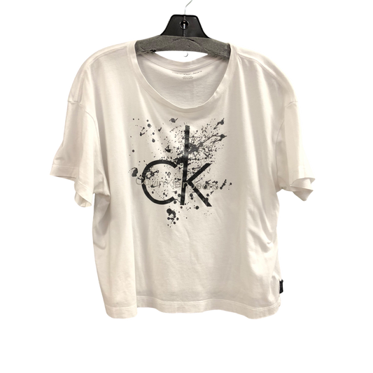 Top Short Sleeve By Calvin Klein In Black & White, Size: L