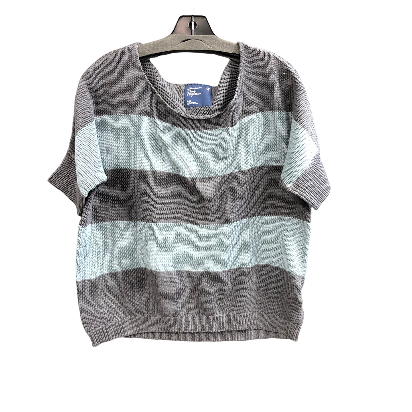 Top Short Sleeve By American Eagle In Blue & Grey, Size: L