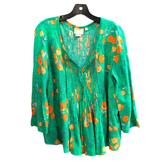 Top Long Sleeve By Cmc In Green, Size: L