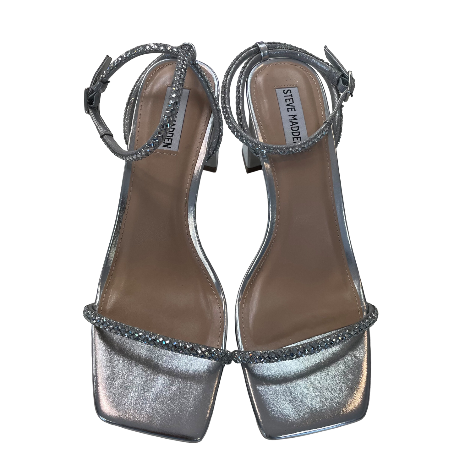 Silver Shoes Heels Block Steve Madden, Size 10