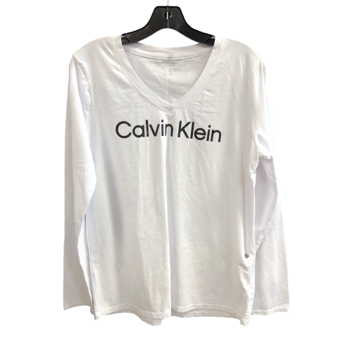 Top Long Sleeve By Calvin Klein In White, Size: Xl