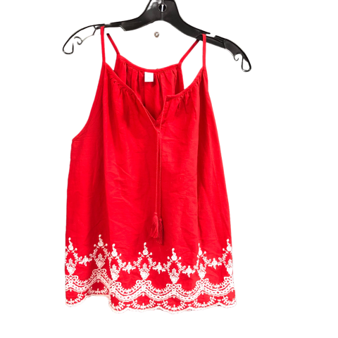 Top Sleeveless By Old Navy In Red & White, Size: M