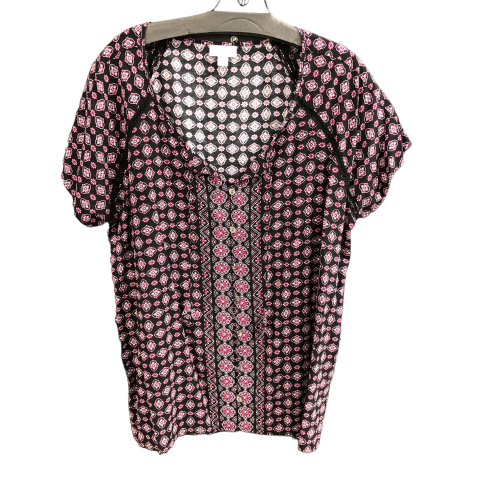 Top Short Sleeve By J. Jill In Black & Pink, Size: L