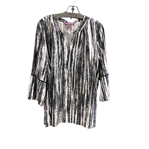 Top Long Sleeve By Gloria Vanderbilt In Black & White, Size: Xl