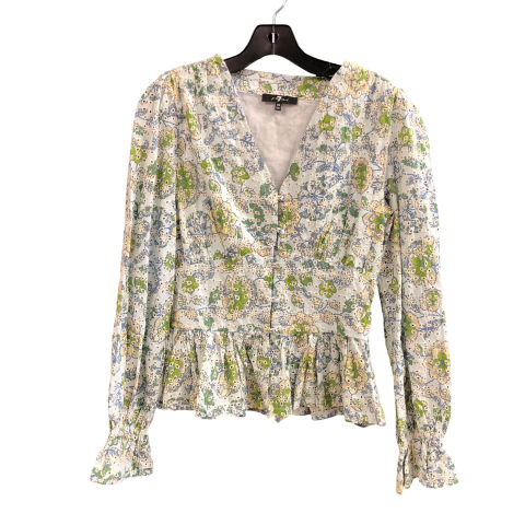 Top Long Sleeve Designer By 7 For All Mankind In Floral Print, Size: Xs