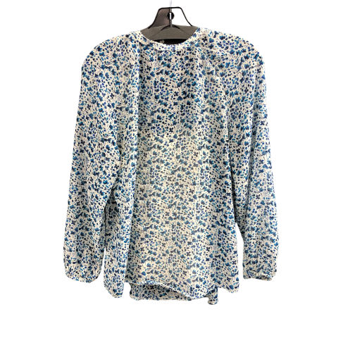 Top Long Sleeve By Daisy Fuentes In Blue & White, Size: M