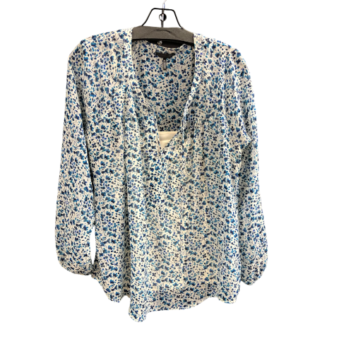 Top Long Sleeve By Daisy Fuentes In Blue & White, Size: M