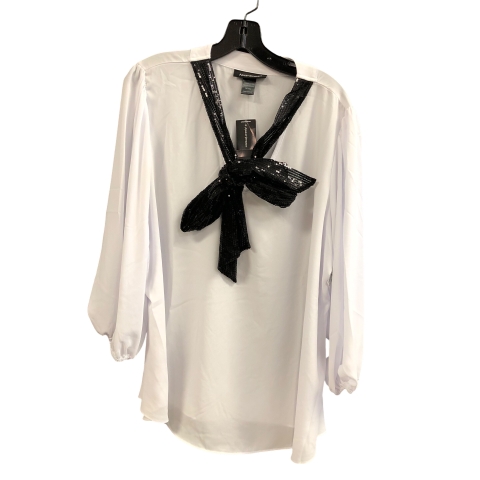 Top Long Sleeve By Ashley Stewart In White, Size: 14