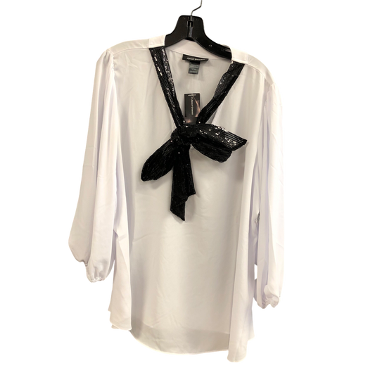 Top Long Sleeve By Ashley Stewart In White, Size: 14