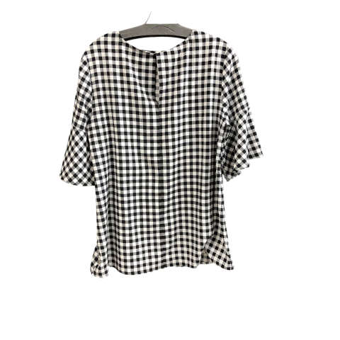 Top 3/4 Sleeve Designer By Neiman Marcus In Plaid Pattern, Size: M