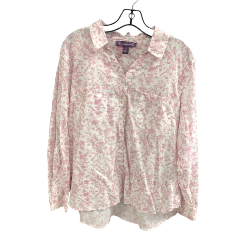 Top Long Sleeve By Gloria Vanderbilt In Pink & White, Size: Xl