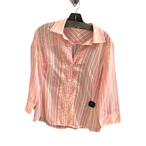 Top Long Sleeve By Banana Republic In Pink & White, Size: L