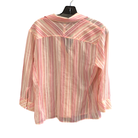 Top Long Sleeve By Banana Republic In Pink & White, Size: L