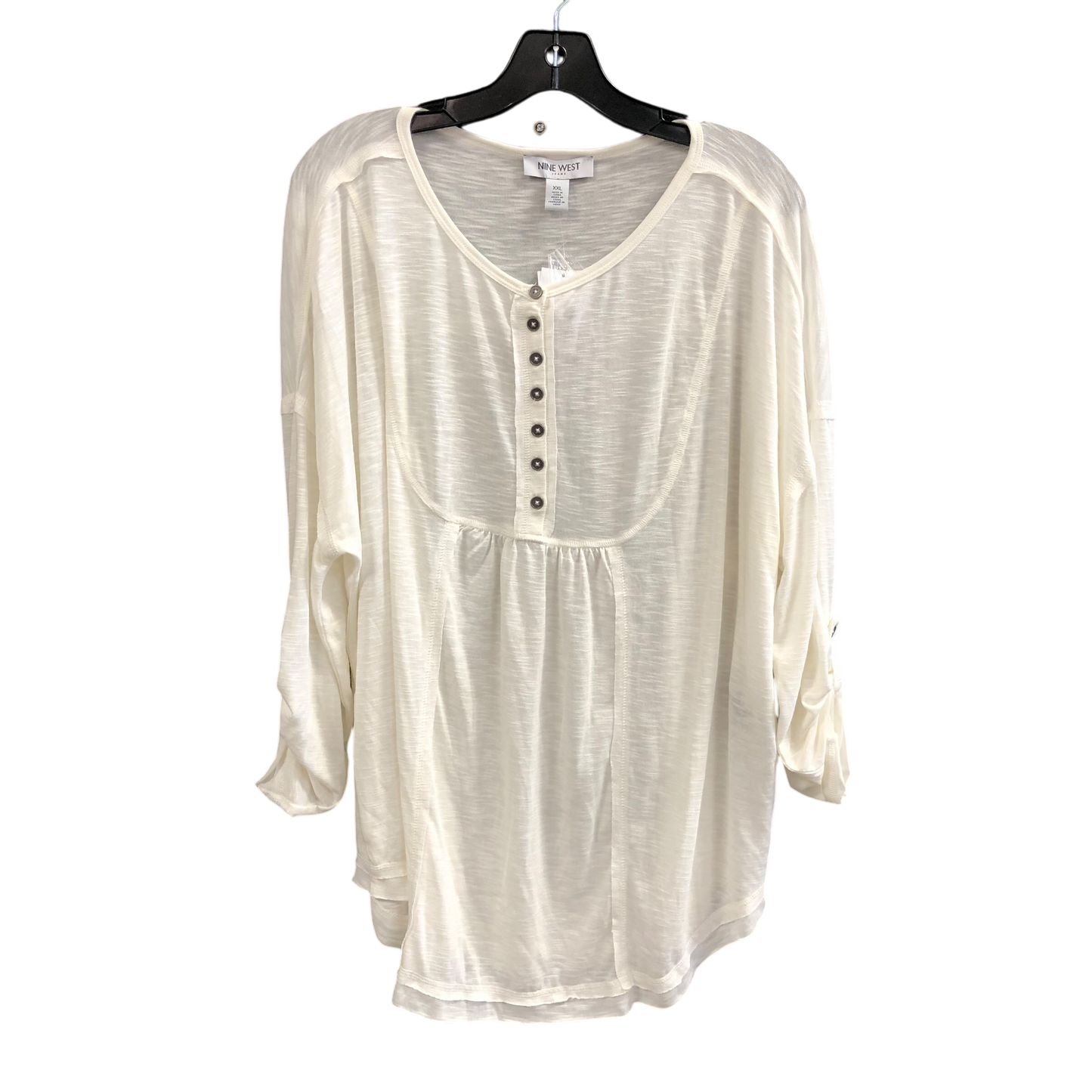 Top 3/4 Sleeve By Nine West In White, Size: 2x