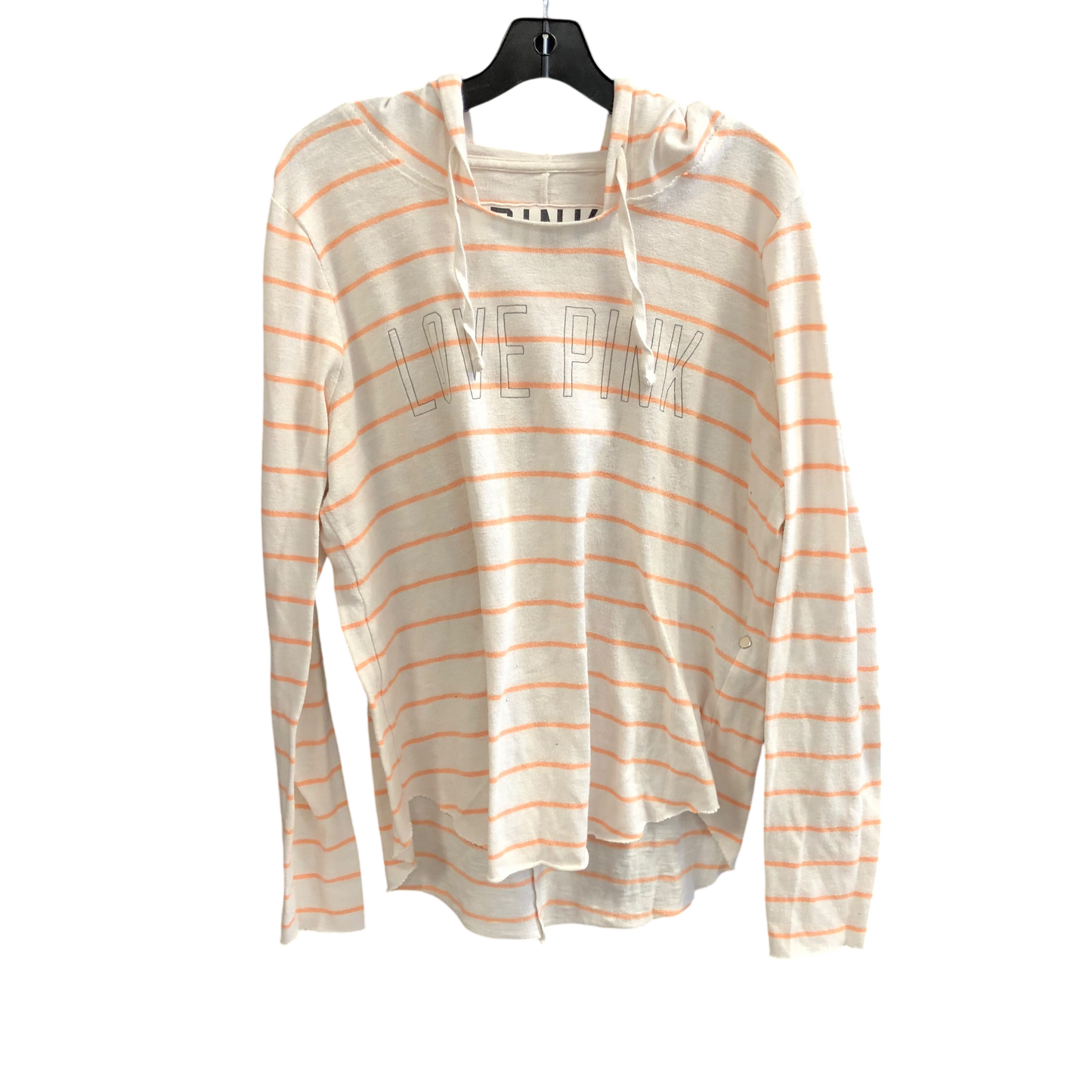 Sweatshirt Hoodie By Pink In Striped Pattern, Size: L