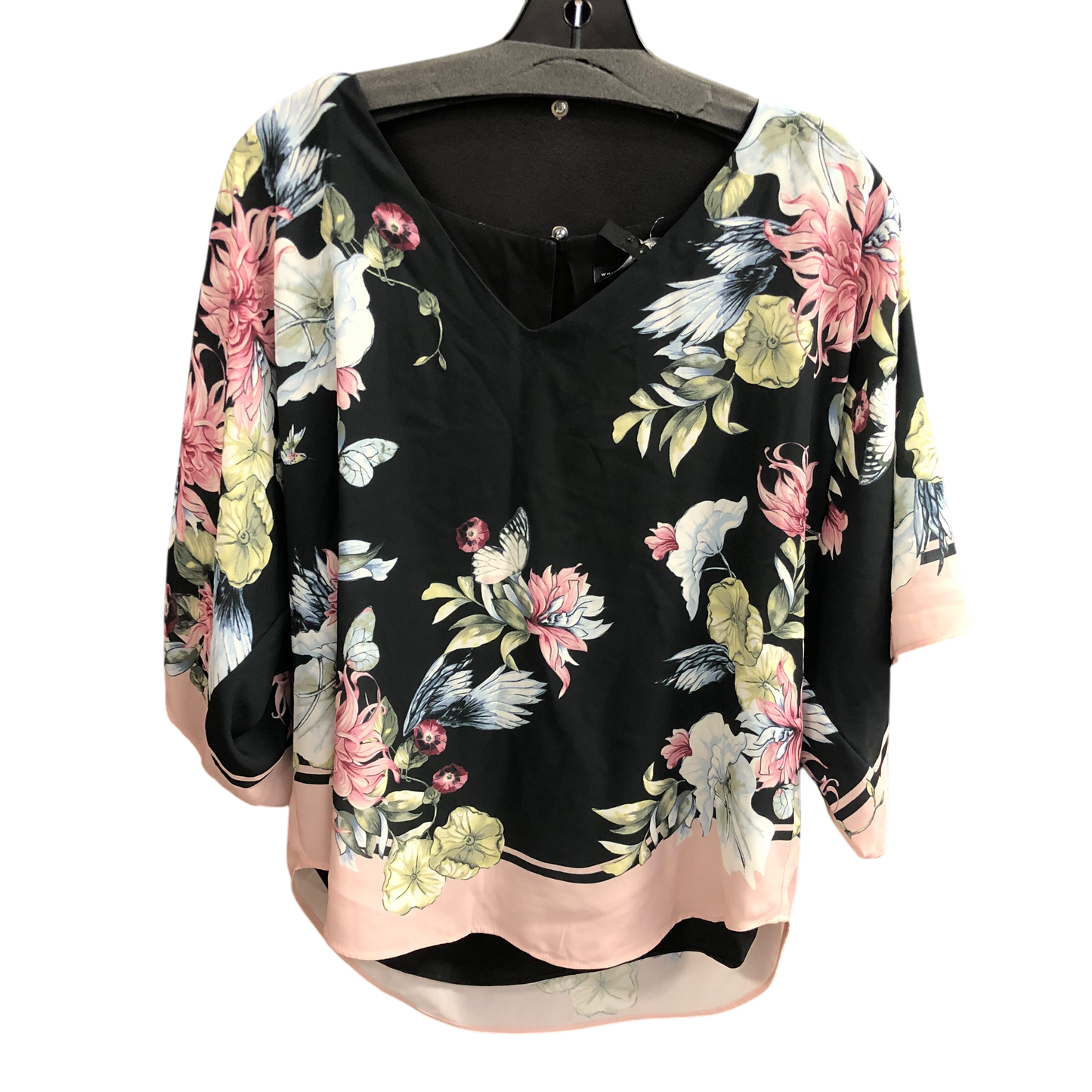 Top 3/4 Sleeve By White House Black Market In Floral Print, Size: S