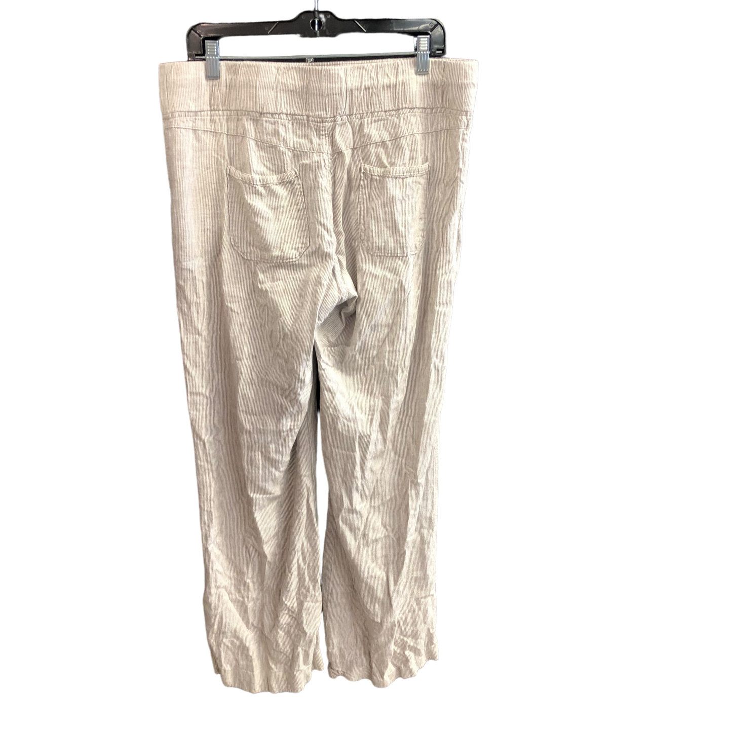 Tan & White Pants Linen Cmc, Size L