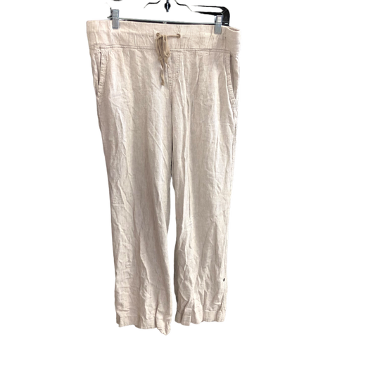Tan & White Pants Linen Cmc, Size L