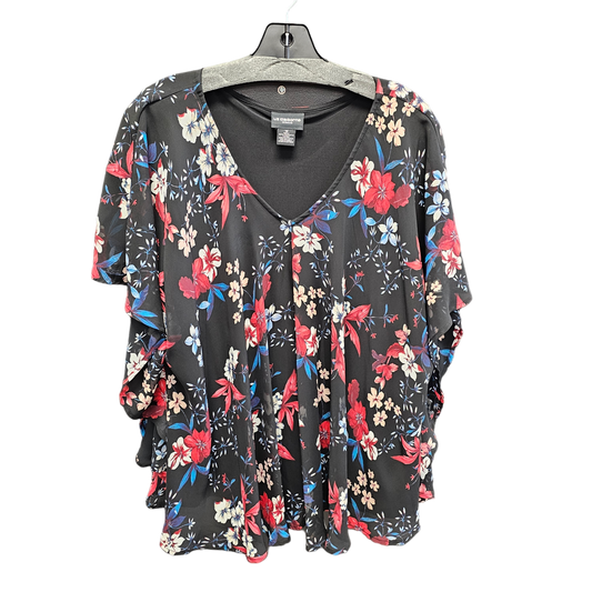 Floral Print Top Short Sleeve Liz Claiborne, Size 1x