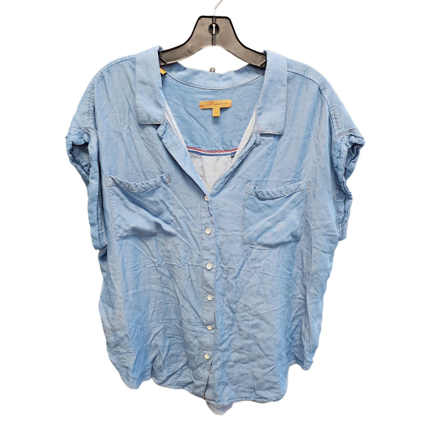 Blue Denim Top Short Sleeve Jachs Girlfirend, Size Xxl