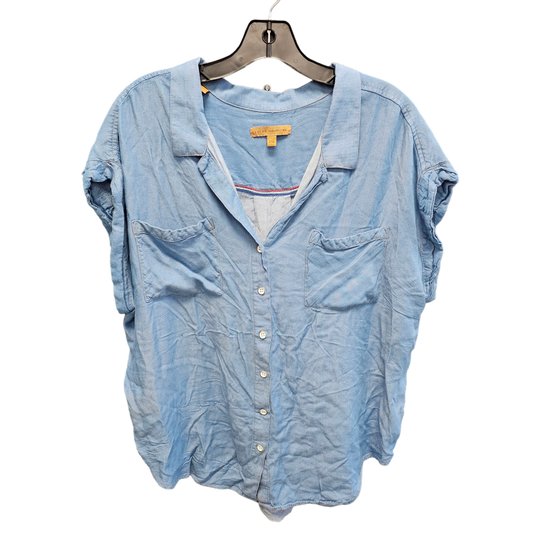 Blue Denim Top Short Sleeve Jachs Girlfirend, Size Xxl