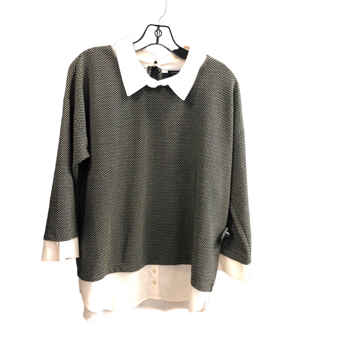 Black & White Top Long Sleeve Ann Taylor, Size L