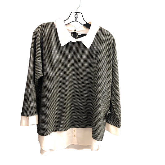 Black & White Top Long Sleeve Ann Taylor, Size L