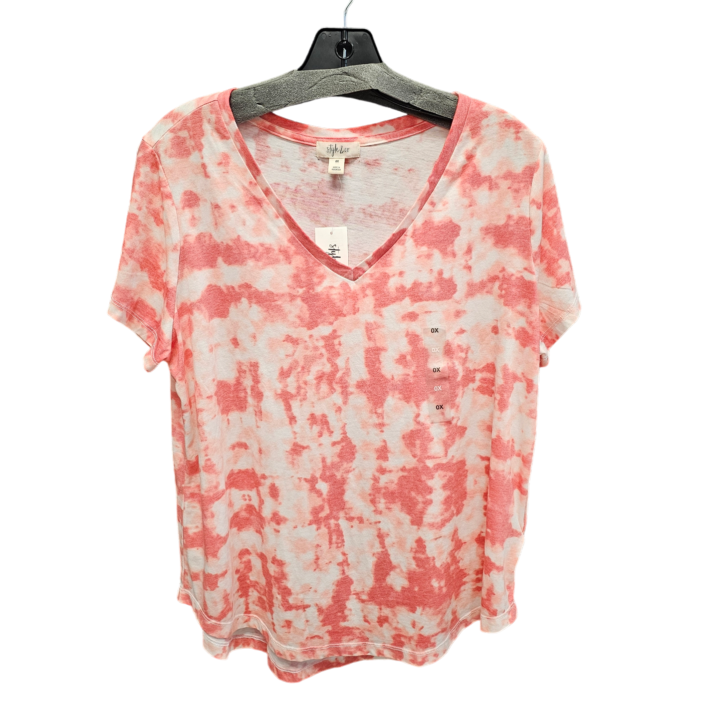 Pink & White Top Short Sleeve Style And Company, Size 1x