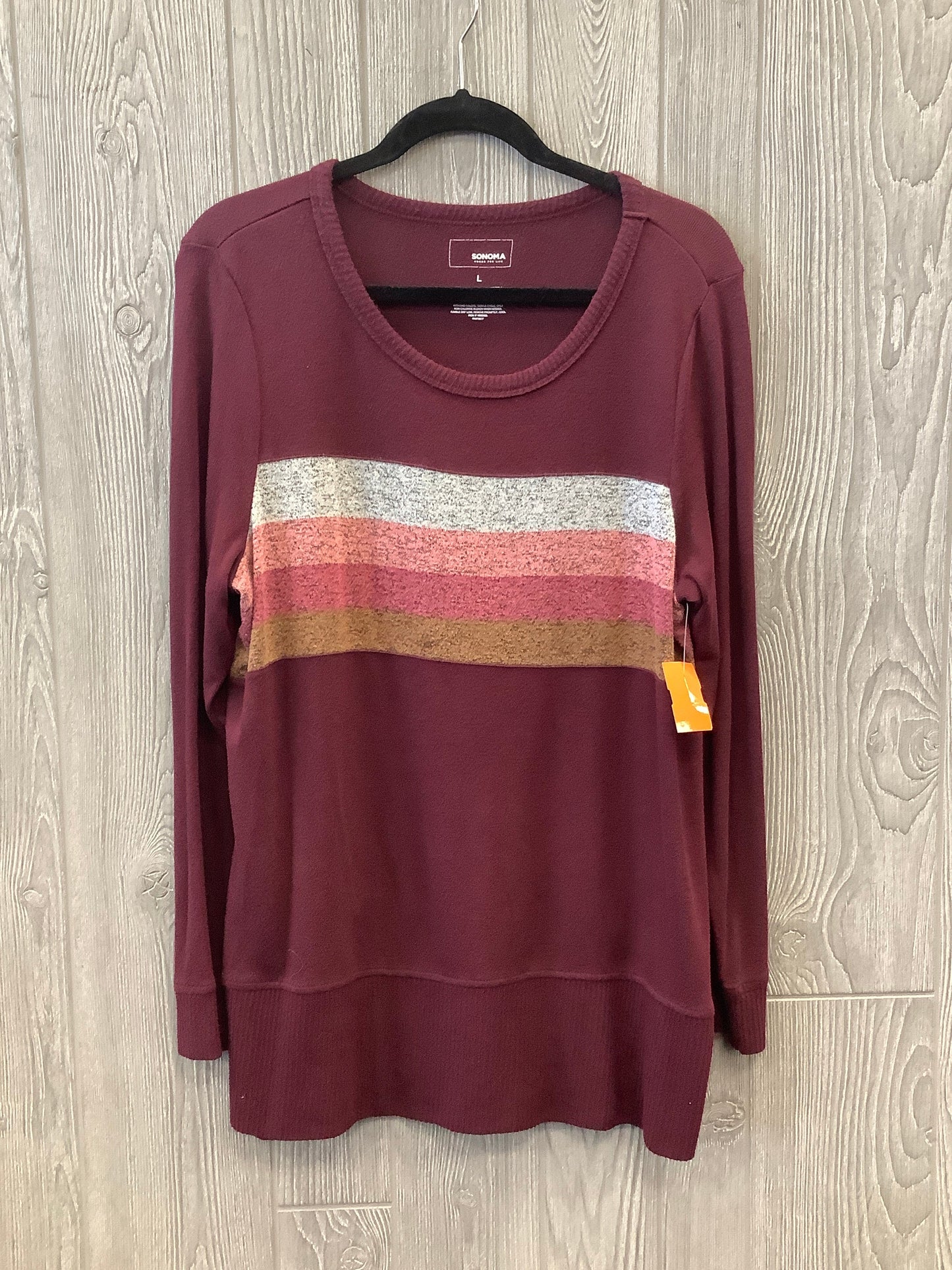 Top Long Sleeve By Sonoma In Maroon, Size: L