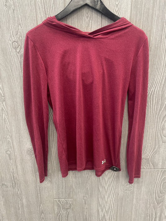 Athletic Top Long Sleeve Collar By Under Armour In Maroon, Size: S