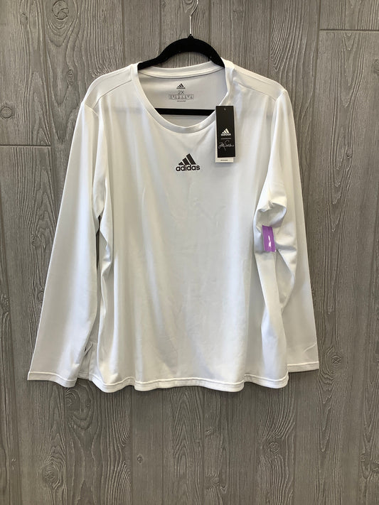 White Athletic Top Long Sleeve Crewneck Adidas, Size 2x