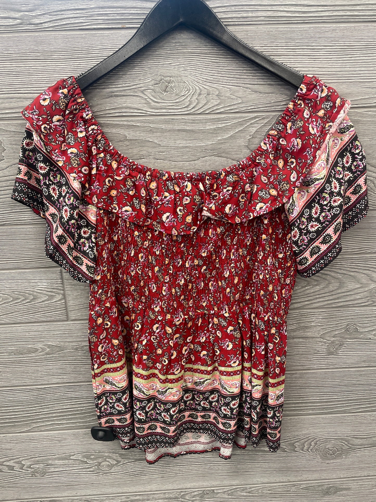 Blouse Short Sleeve By Maurices In Red, Size: L