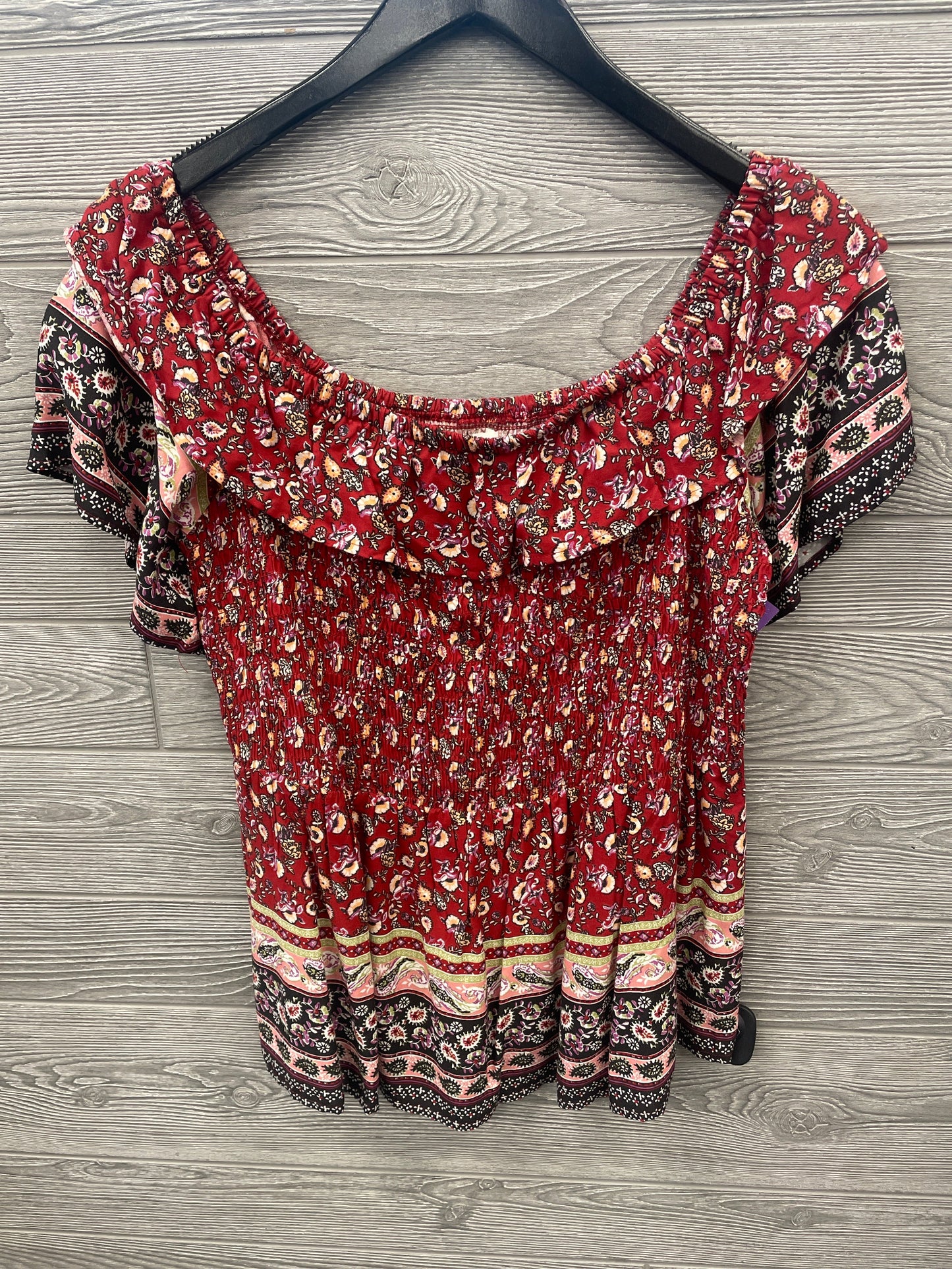 Blouse Short Sleeve By Maurices In Red, Size: L