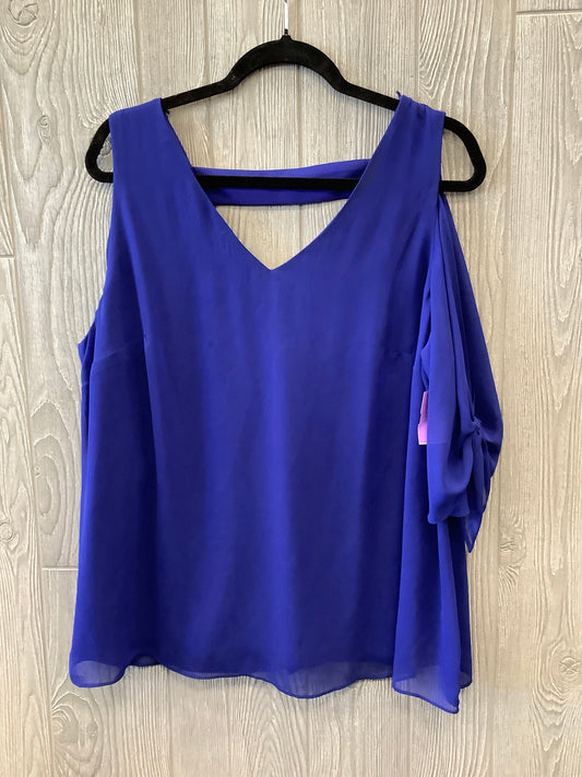 Blouse Short Sleeve By Dressbarn In Blue, Size: 1x