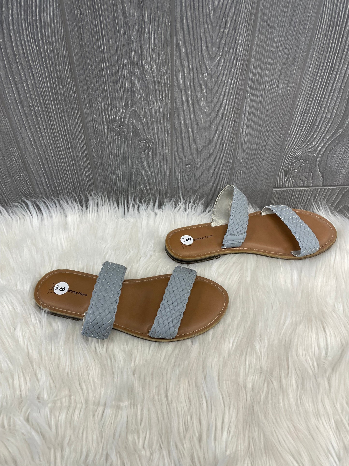 Grey Sandals Flats Time And Tru, Size 8
