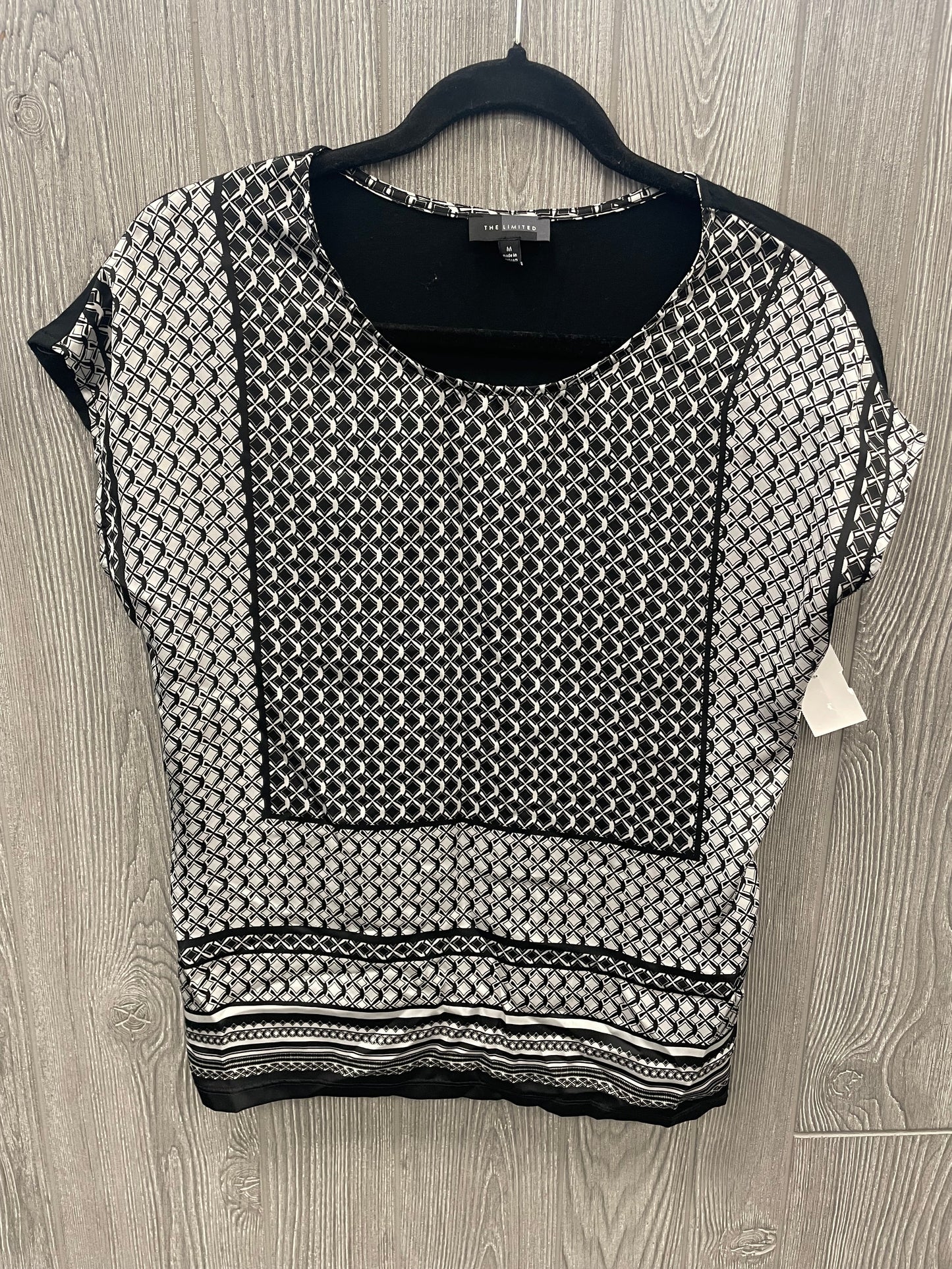 Black & White Blouse Short Sleeve Limited, Size M