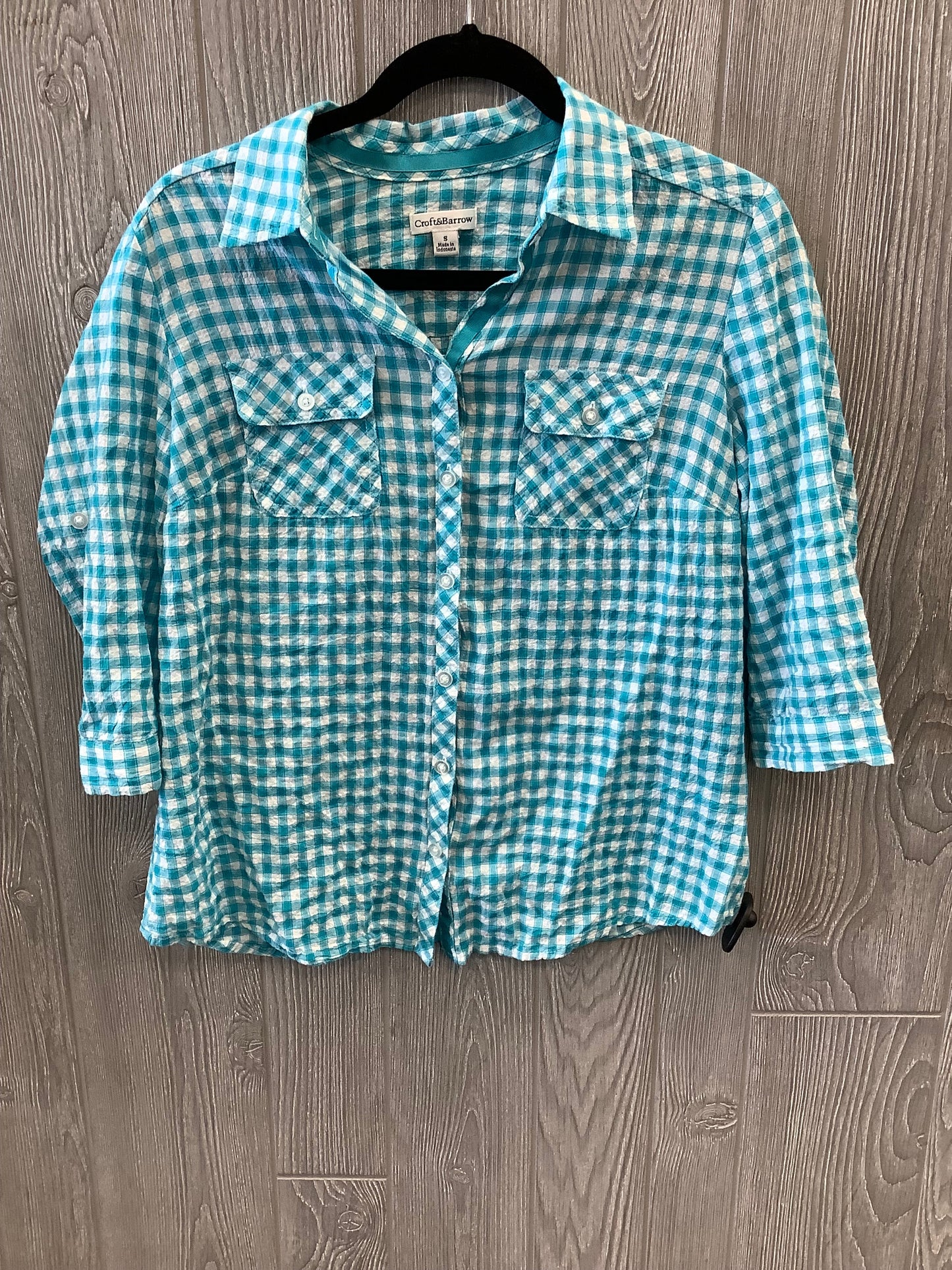 Blue Top 3/4 Sleeve Croft And Barrow, Size S