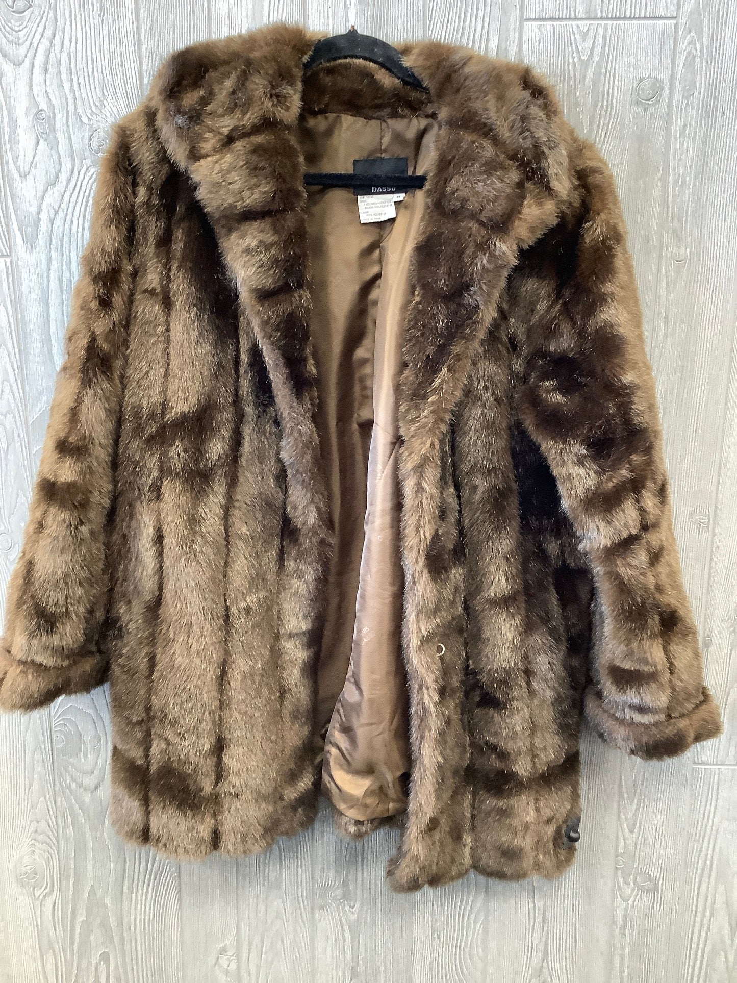 Brown Coat Faux Fur & Sherpa Dennis Basso Qvc, Size M