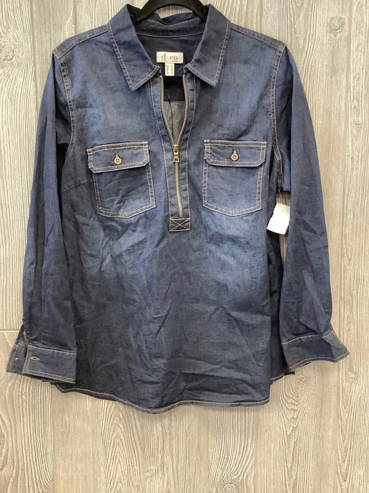 Blue Denim Top Long Sleeve Denim And Company, Size M