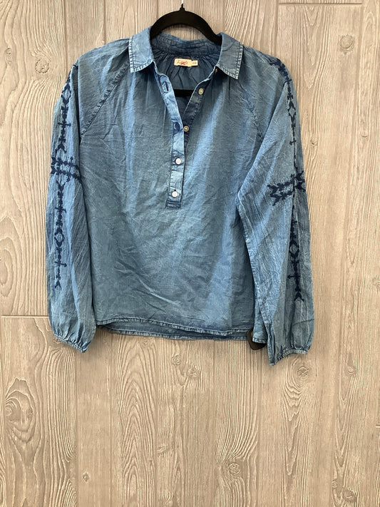 Blue Denim Top Long Sleeve Faherty, Size Xs