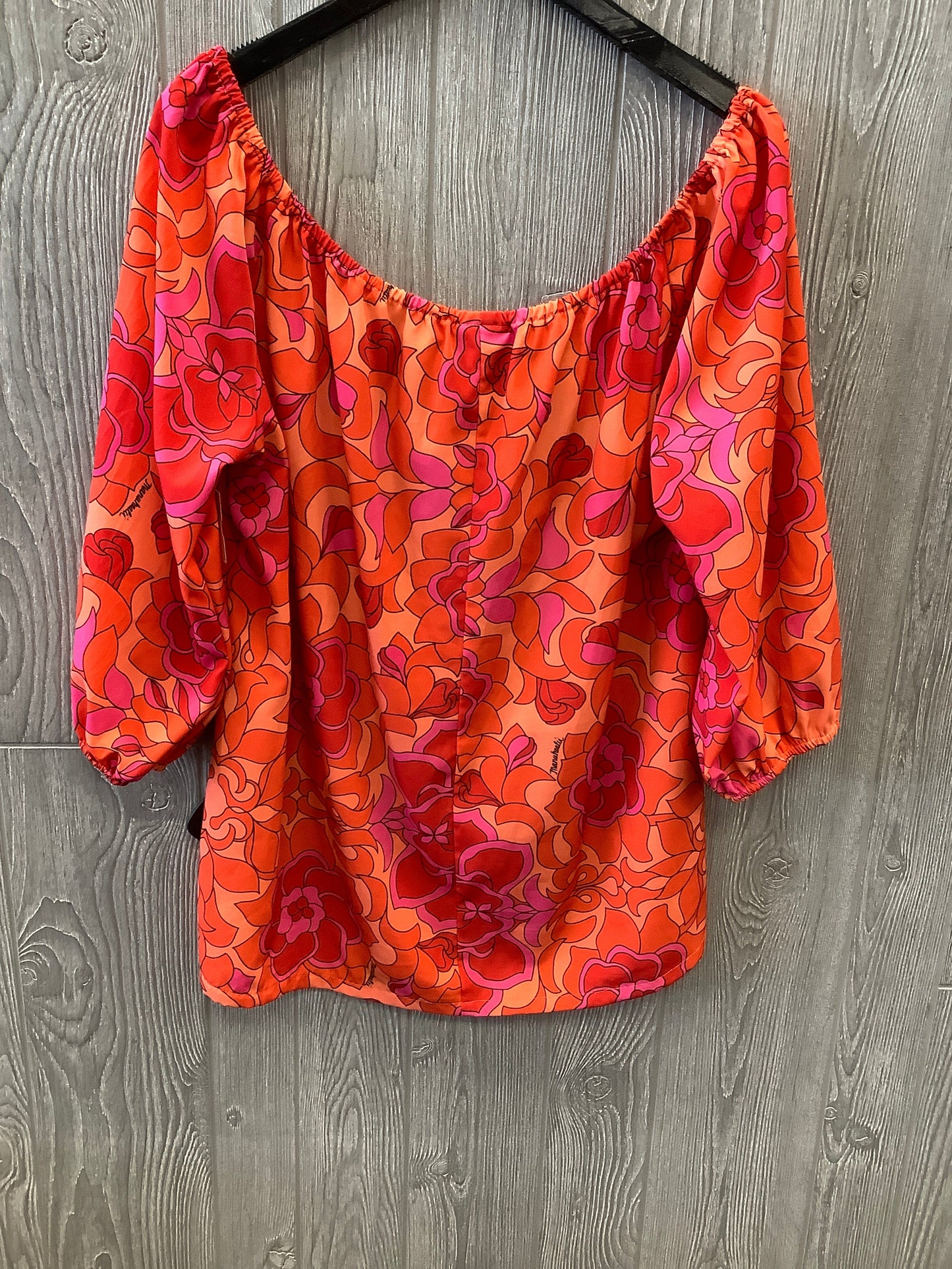 Orange Blouse 3/4 Sleeve Clothes Mentor, Size L