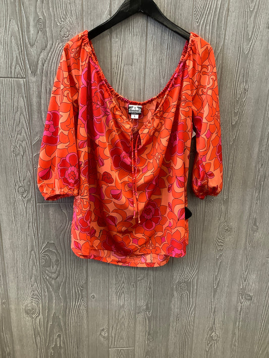 Orange Blouse 3/4 Sleeve Clothes Mentor, Size L