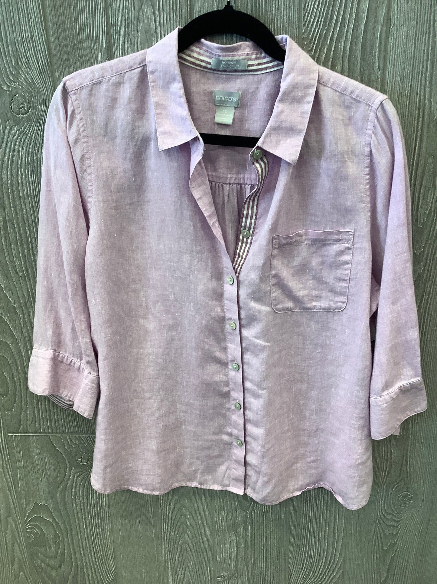 Purple Top 3/4 Sleeve Chicos, Size Petite L