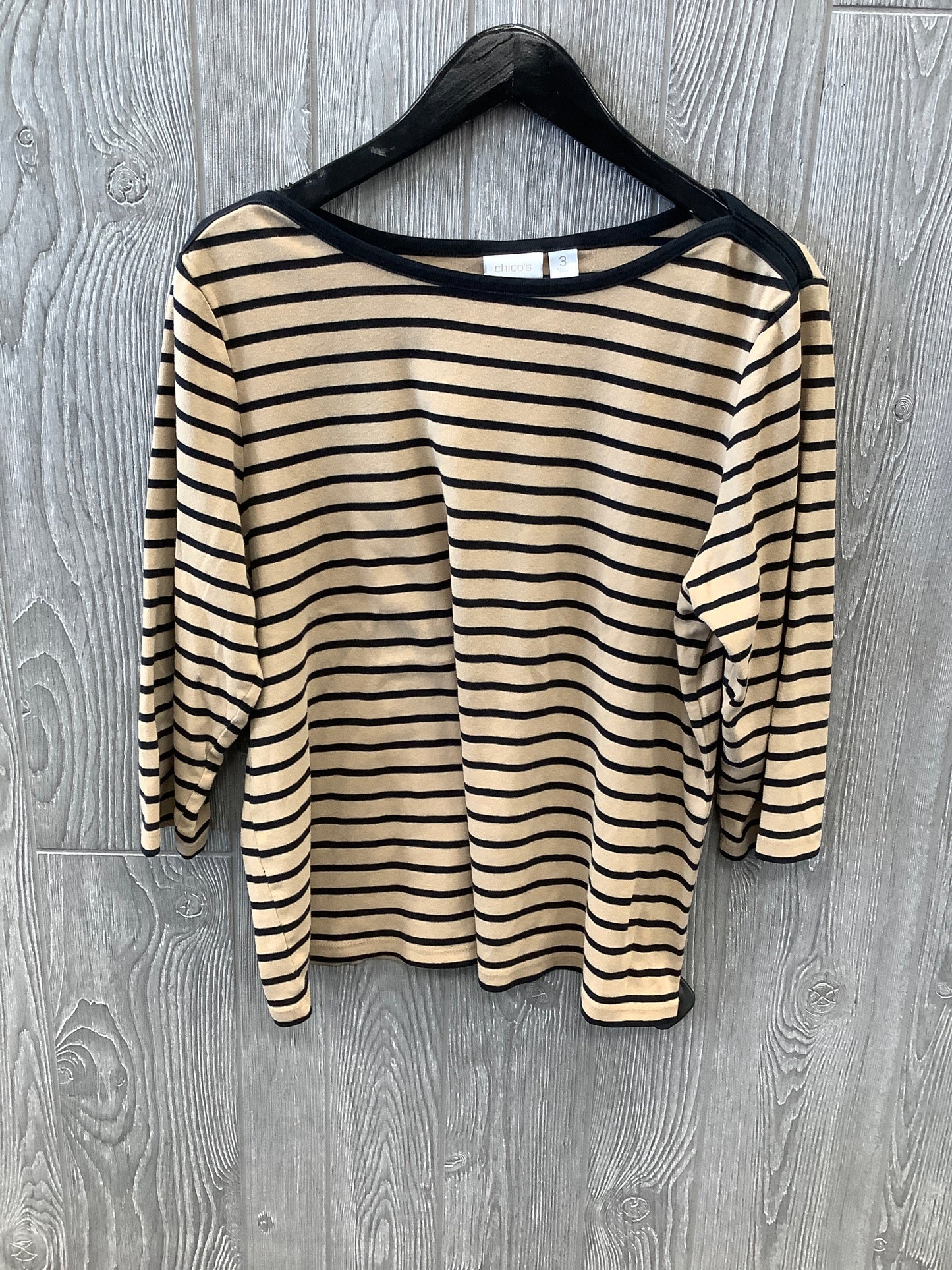 Black & Brown Top 3/4 Sleeve Chicos, Size Xl