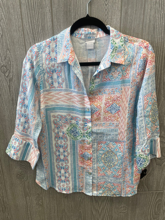 Blouse 3/4 Sleeve By Chicos In Blue, Size: S