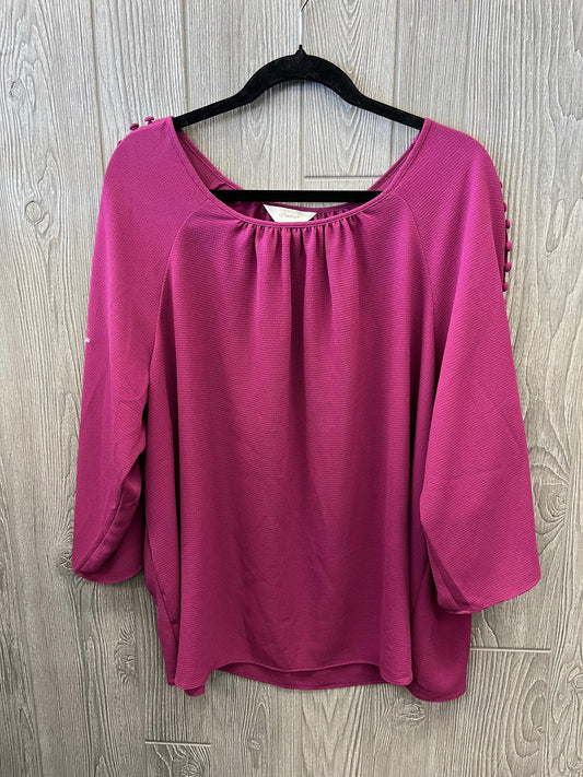 Blouse 3/4 Sleeve By Cj Banks In Purple, Size: 2x