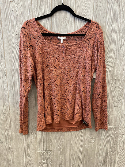 Top Long Sleeve By Maurices In Brown, Size: L