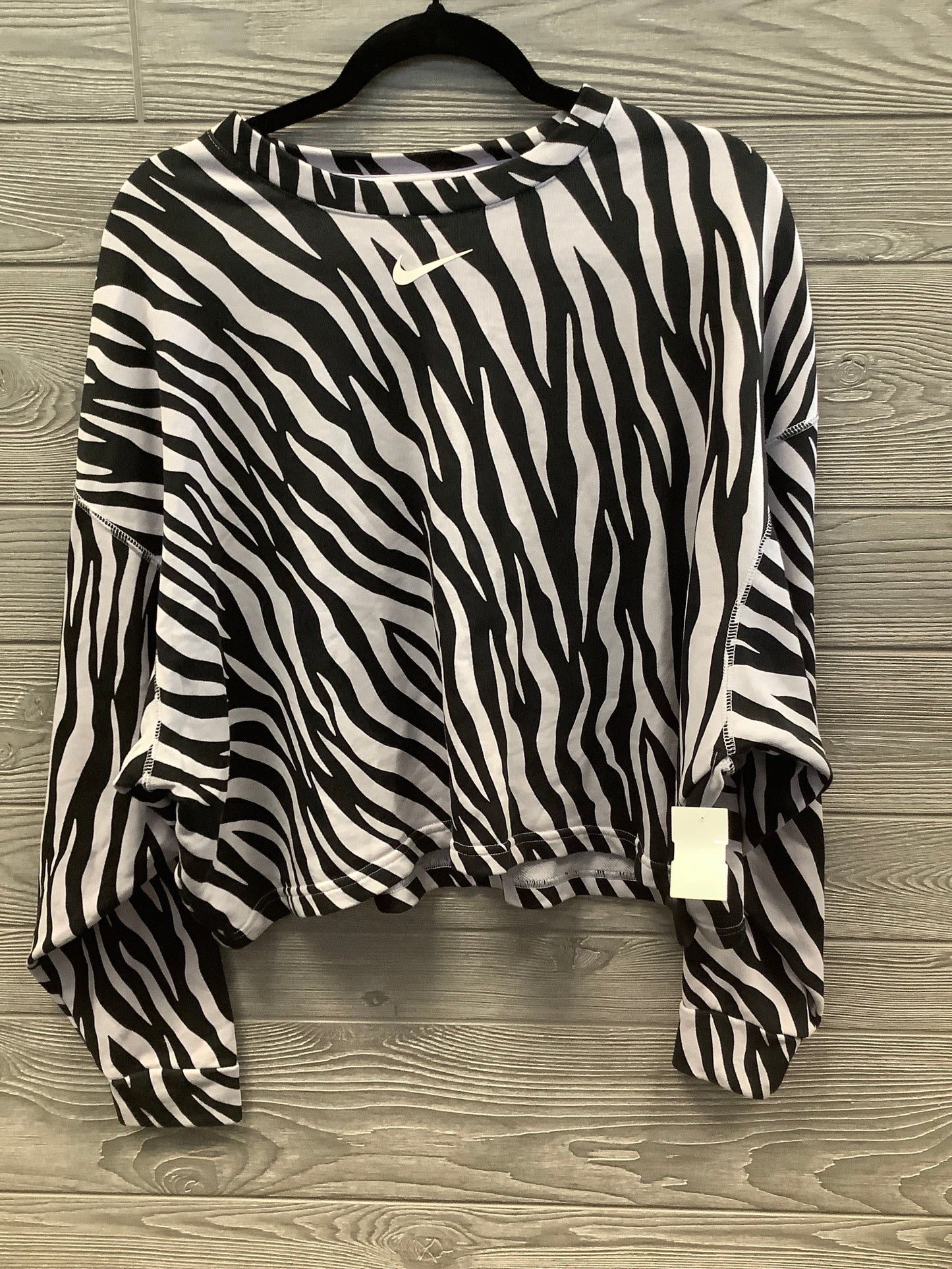 Top Long Sleeve By Nike Apparel In Black & White, Size: M