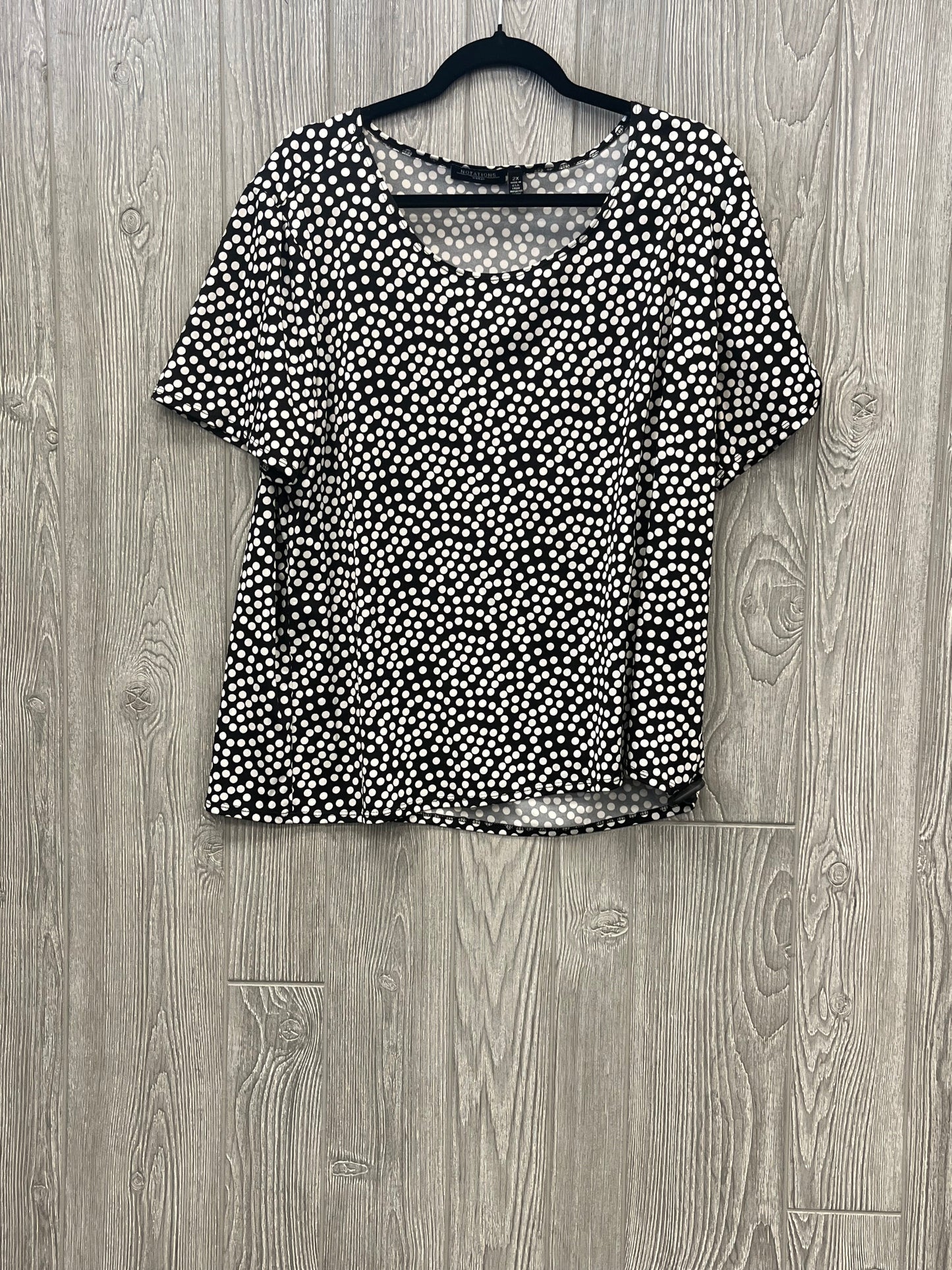 Top Short Sleeve By Notations In Black & White, Size: 2x